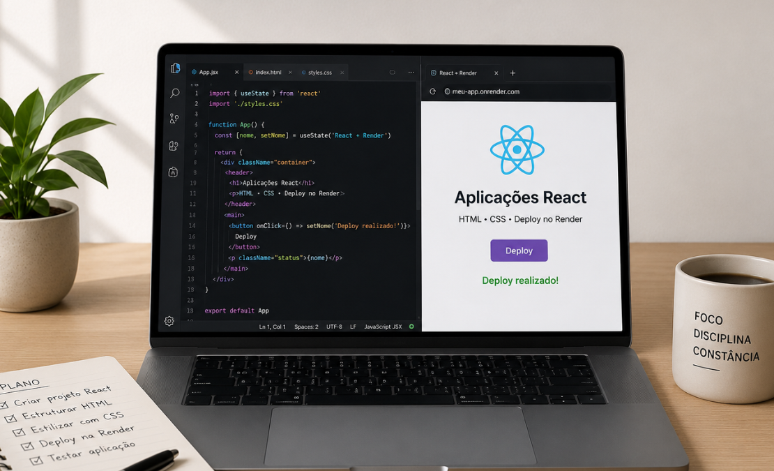 Curso Gratuito Publicação de Aplicações React, HTML e CSS no Render 9 Curso Gratuito Publicação de Aplicações