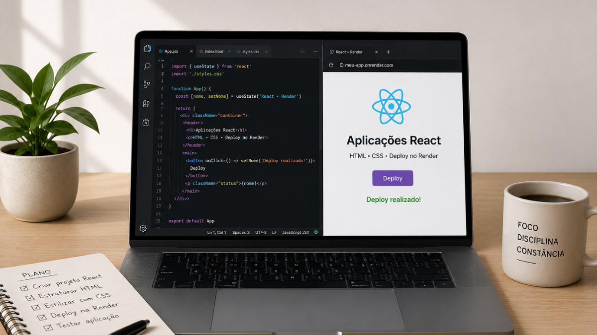 Curso Gratuito Publicação de Aplicações React, HTML e CSS no Render 9 Curso Gratuito Publicação de Aplicações